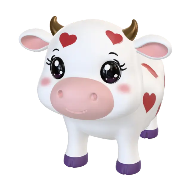 Cow Piggy Bank Refined 3D model, vytvořený pomocí AI