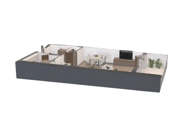 3D model for Modern Studio Apartment Floor Plan