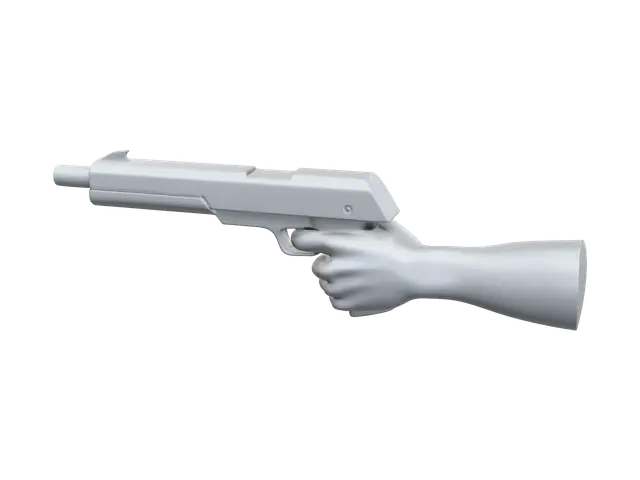 Low-Poly Hand Holding Gun 3D model, vytvořený pomocí AI