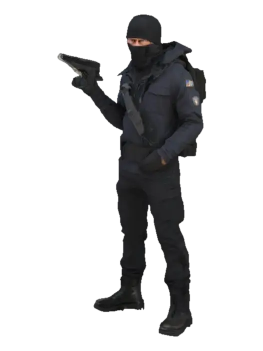 a man who has black clothes very secretivetave from the fbi has a gun to shoot… - Popular 3D model, vytvořený pomocí AI