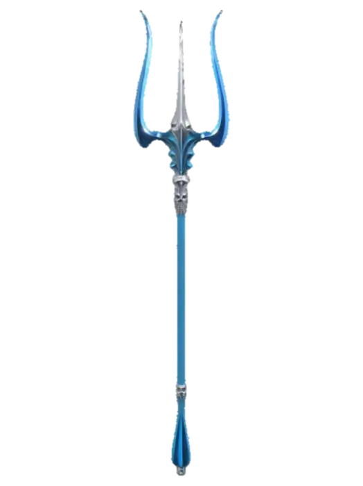 tridente colo plateado azulado , mango largo, estilo lanza #ocean# - Spear 3D model, vytvořený pomocí AI