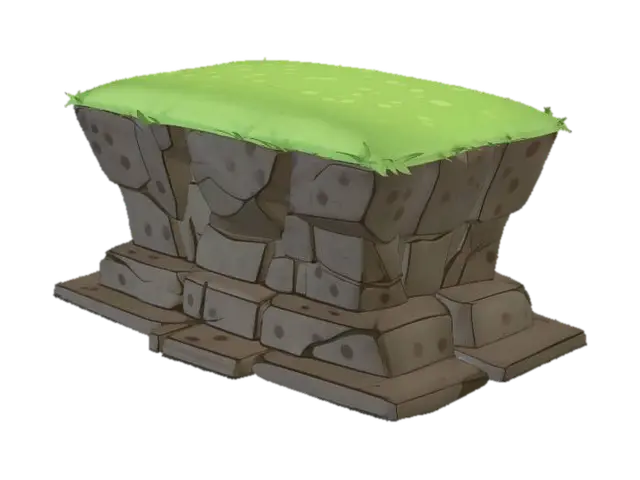Grass-Topped Stone Pedestal - Baseplate 3D model, vytvořený pomocí AI