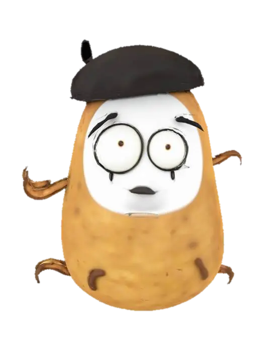 Potato Mime 3D model, vytvořený pomocí AI