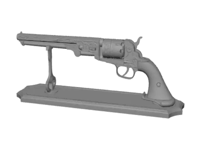 3D model for Ornately Engraved Antique Percussion Revolver on Display
