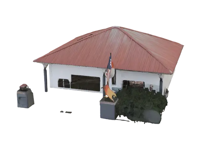 3D model for Flags in Front of a Malaysian Home