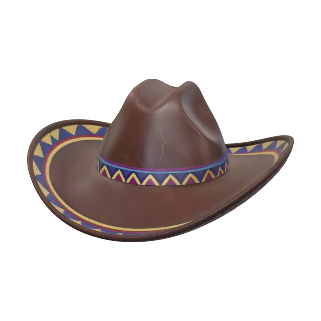 Ornate Mexican Cowboy Hat 3D model, vytvořený pomocí AI
