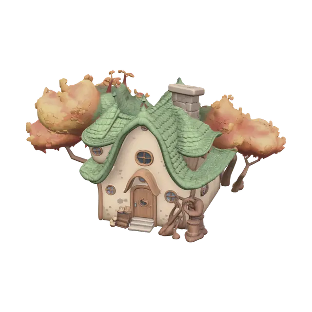 Stylized Cartoon House 3D model, vytvořený pomocí AI