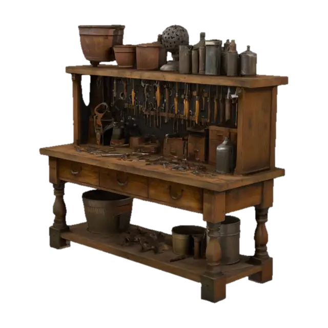 Locksmith Table - Workbench 3D model, vytvořený pomocí AI