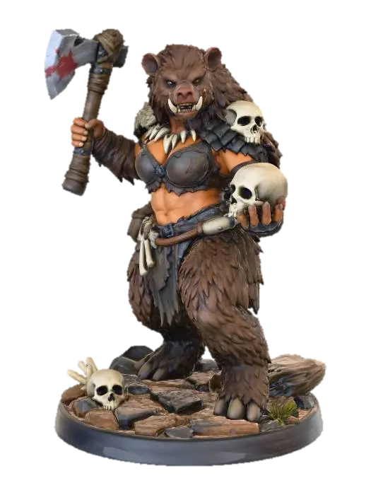 Woman-Boar Warrior - Combatant 3D model, vytvořený pomocí AI