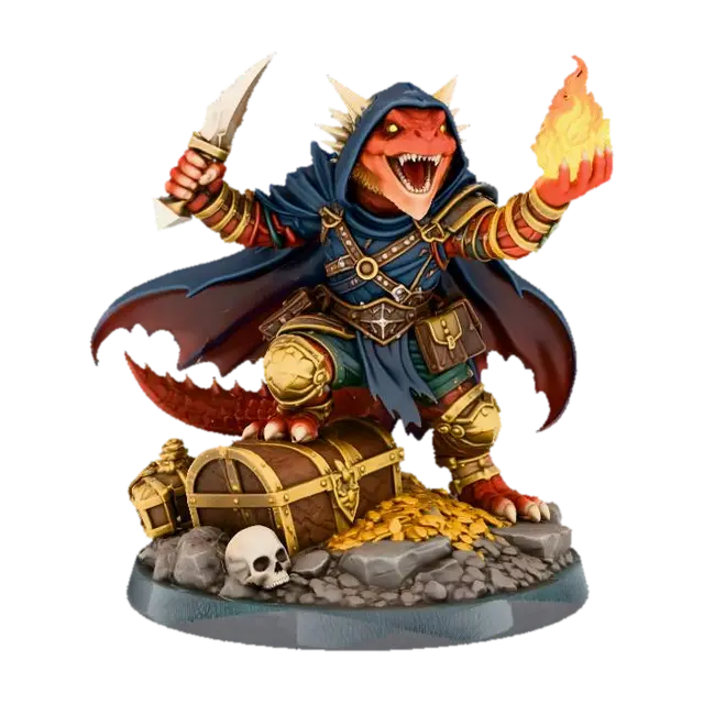3D model for Kobold Rogue with treasure
