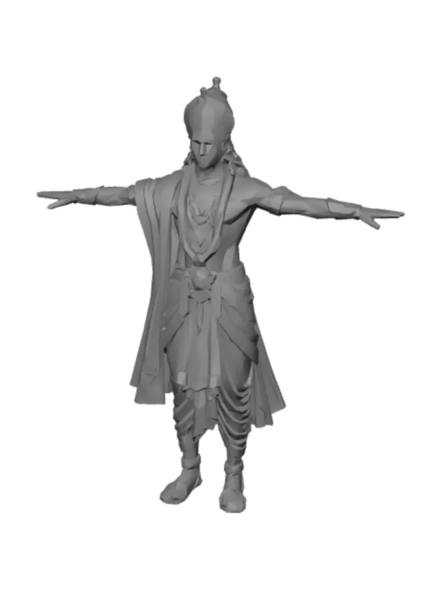 3D model for Krishna in Regal Gold and Blue