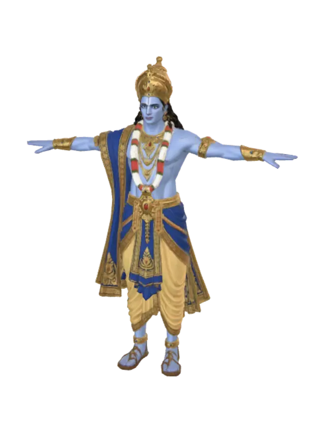 3D model for Krishna in Regal Gold and Blue