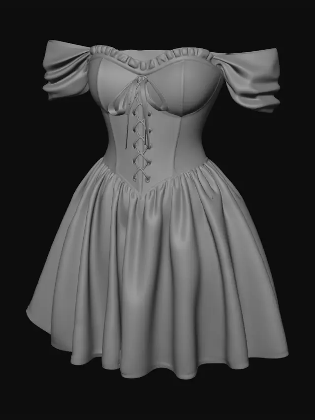 3D model for Rosy Floral Tea Dress