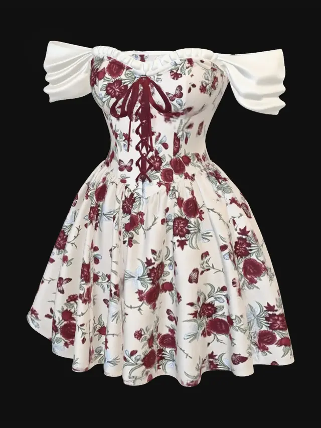 3D model for Rosy Floral Tea Dress