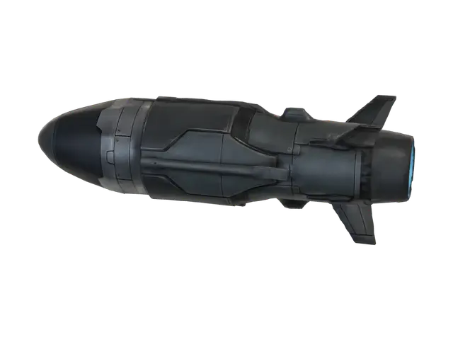 Here’s a compact English prompt: **Sci-fi missile projectile for a military… - Isolated 3D model, vytvořený pomocí AI