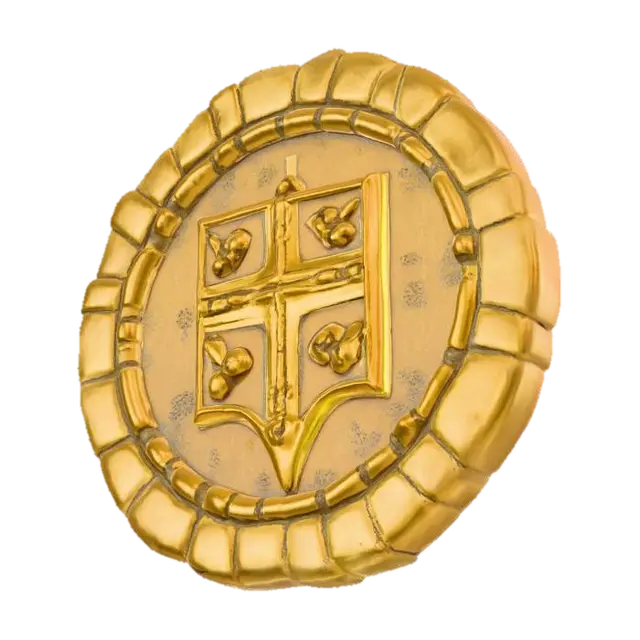 Uma moeda dourada medieval, de formato circular ligeiramente irregular e bordas… - Money 3D model, vytvořený pomocí AI