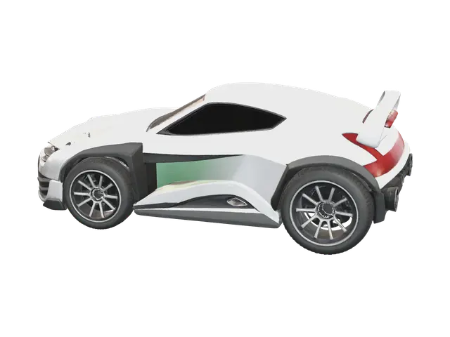 Weathered Octane Rocket League 3D model, vytvořený pomocí AI
