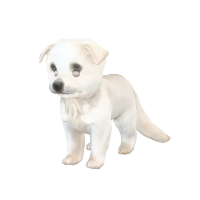 Create a cute 3D printable puppy model. The puppy has four legs, a long tail,… - Fourlegged 3D model, vytvořený pomocí AI