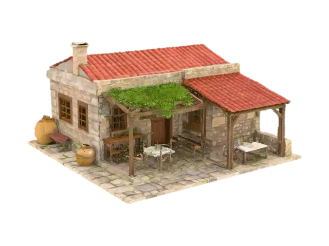 Greek Tavern - Restaurant 3D model, vytvořený pomocí AI