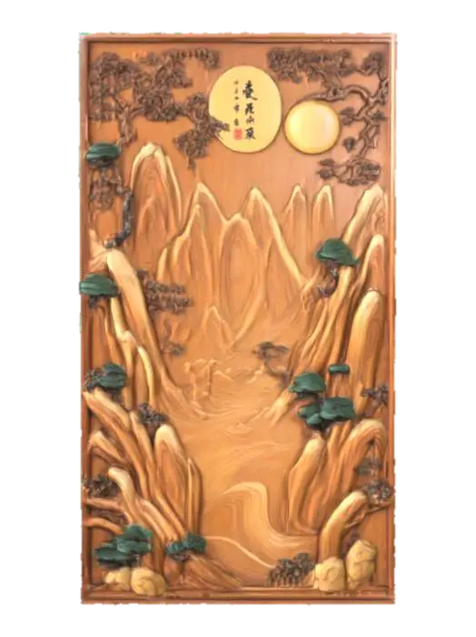 3D model for Shan Shui wood relief, painted