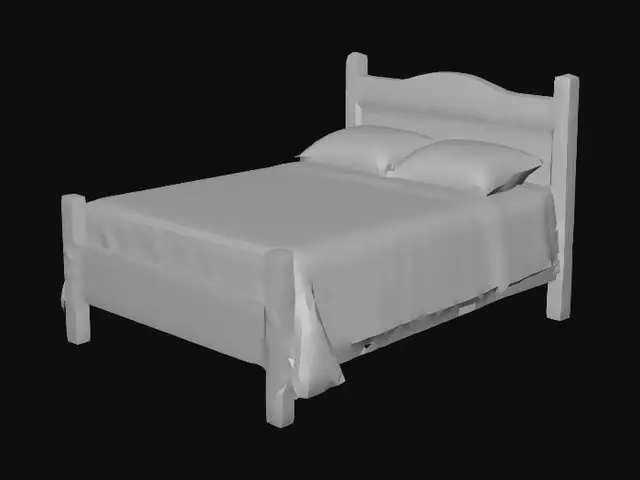 3D model for A medieval fantasy inn single bed, simple wooden frame made of rough oak, handcrafted and slightly uneven. No canopy. Thin mattress, one blanket and one or two pillows. Linen and wool fabrics, slightly wrinkled but clean. Earth tone colors such as brown, beige, muted red and faded green. Worn but maintained condition with small scratches and dents. Realistic European medieval tavern style, practical and not luxurious. Soft natural lighting, centered composition, no characters, no background, high detail, realistic textures, clear shape, suitable as reference for 3D modeling.
well maintained bedding, clean fabric, minimal stains
- No characters
- No background
- Centered object
