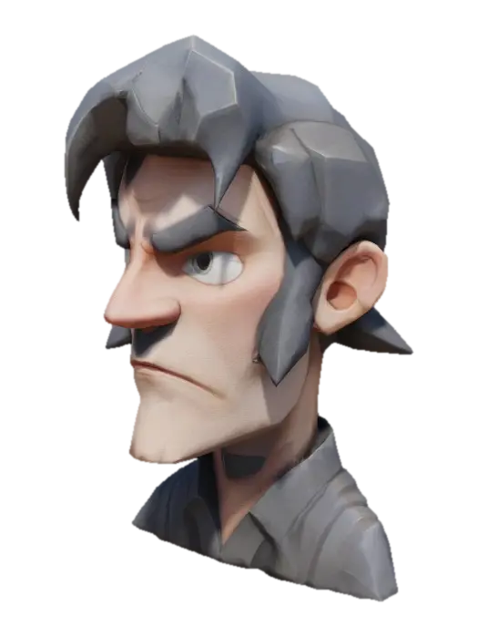 Determined Polygoner, Youth, Hero #emblem# 3D model, vytvořený pomocí AI