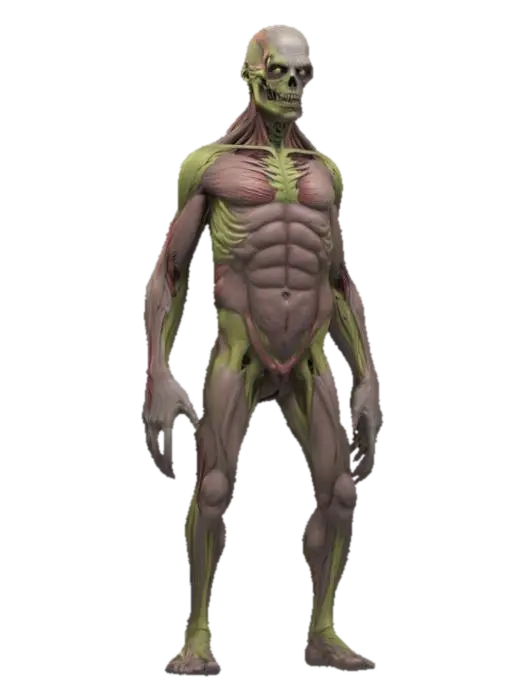 Zombie Nightmare Shadow Lurker Human Anatomy Muscle System 3D model, vytvořený pomocí AI
