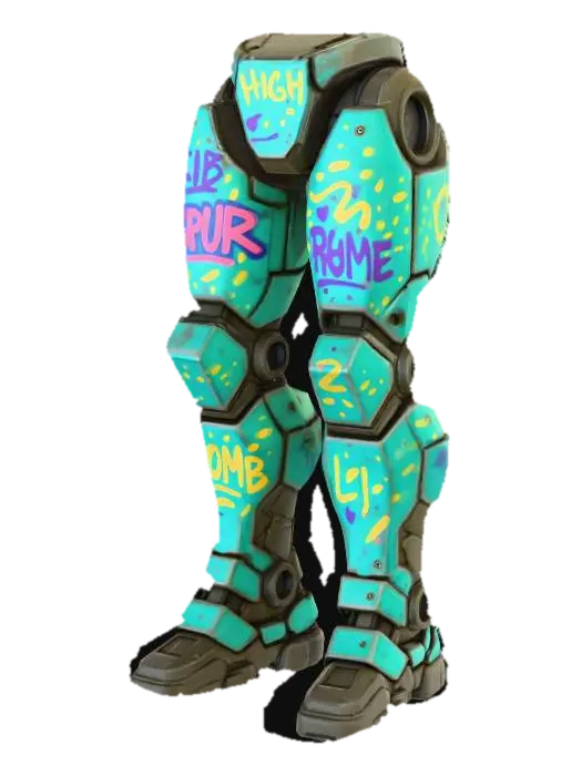 Graffiti Mech Legs - Streetart 3D model, vytvořený pomocí AI