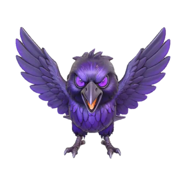 Raven Fury, #Halloween2025# 3D model, vytvořený pomocí AI