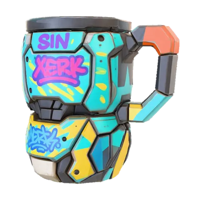 Graffiti Mug Design - Drinkware 3D model, vytvořený pomocí AI