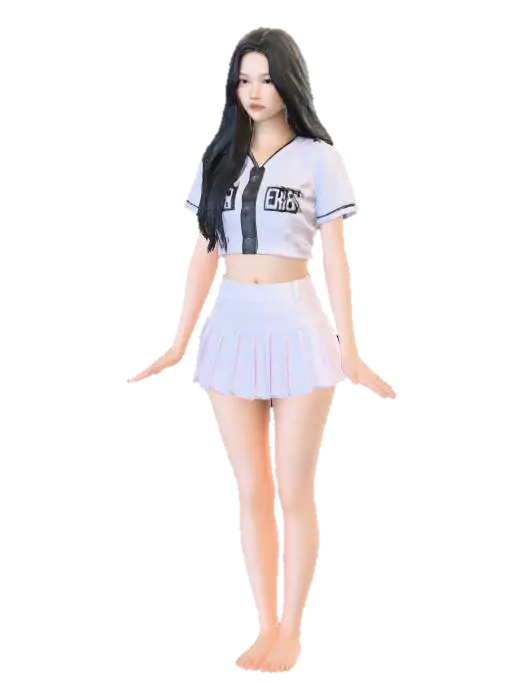 Baseball Cheerleader Bliss 3D model, vytvořený pomocí AI