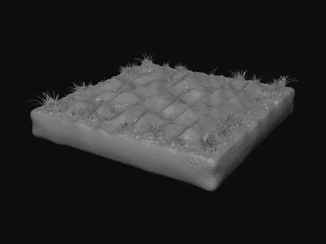 3D model for Dirt Block with Grass Tufts