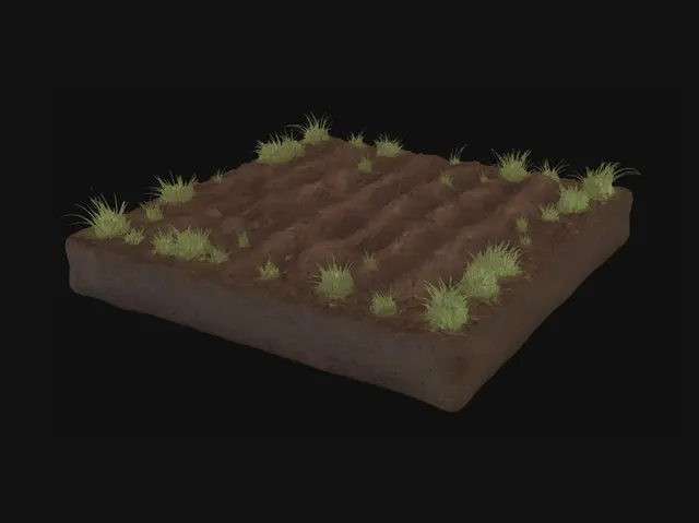 3D model for Dirt Block with Grass Tufts
