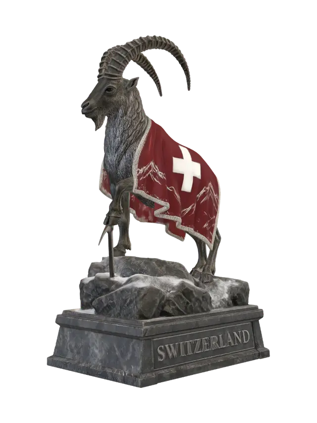 3D model for Swiss Alpine Ibex in a Red Cloak