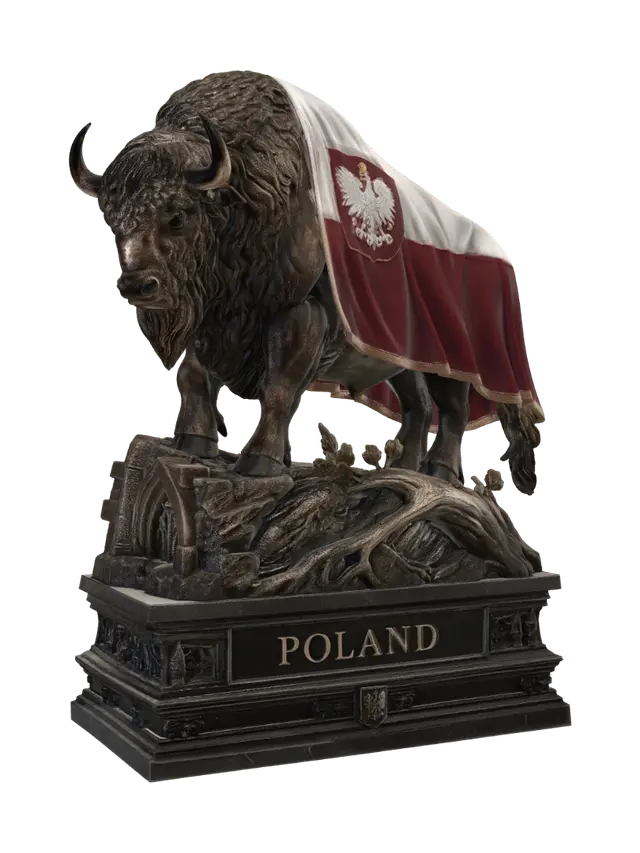 Poland's Bison 3D model, vytvořený pomocí AI