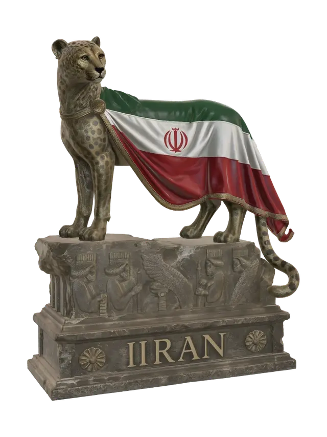 3D model for Leopard Draped in the Iranian Flag