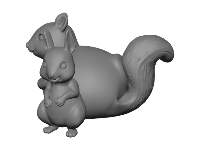 3D model for Sincap şeklinde bir saksı istiyprum saksının önünde sincap sincapın arka tarafı saksı olacak