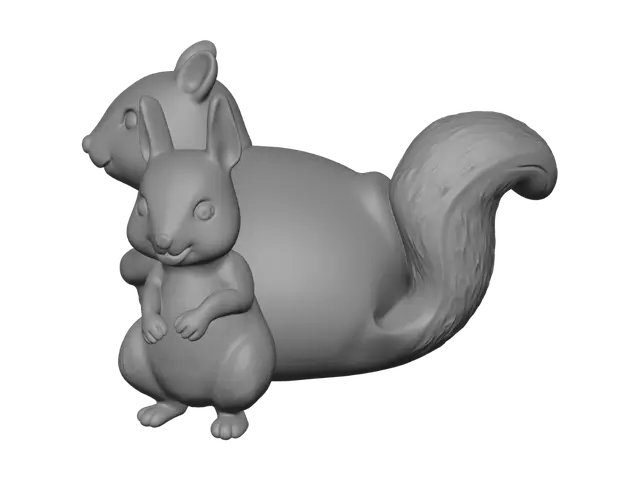 3D model for Sincap şeklinde bir saksı istiyprum saksının önünde sincap sincapın arka tarafı saksı olacak