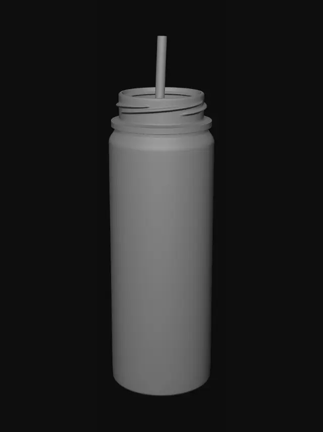 3D model for Yellow insulated water bottle with straw lid