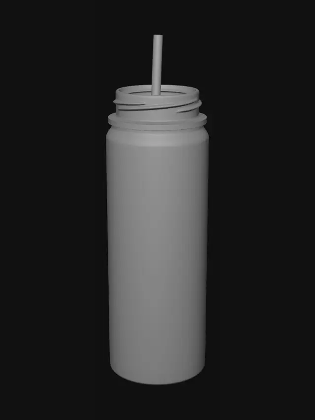 3D model for Yellow insulated water bottle with straw lid