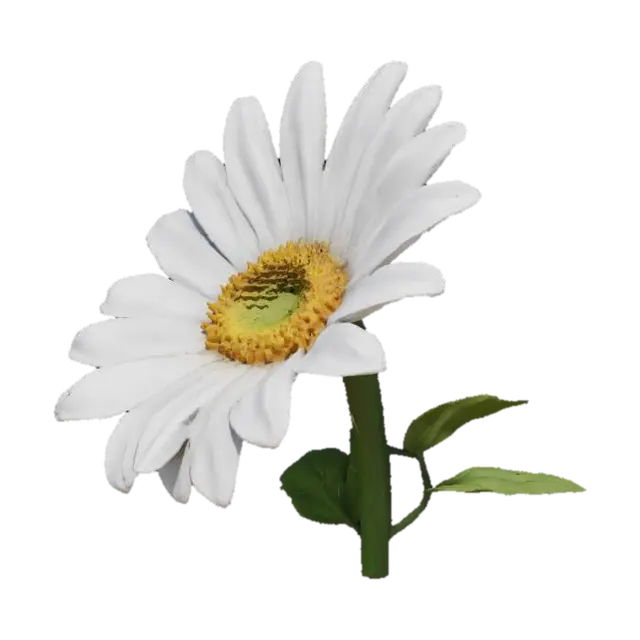 daisy flower, well detailed - Petal 3D model, vytvořený pomocí AI