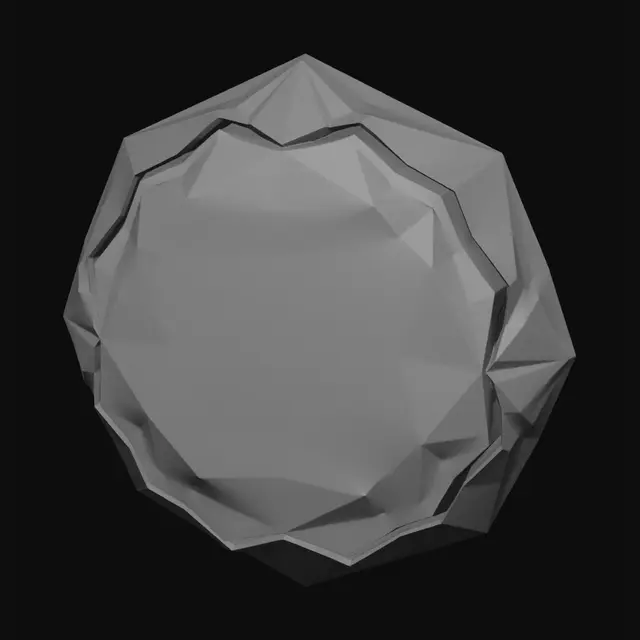 3D model for Luxury floating wellness crystal, transparent glass gemstone, glowing teal and purple energy core, Swarovski-inspired, highly polished, elegant diamond-cut facets, premium wellness brand aesthetic, futuristic, bioluminescent glow, floating particles, cinematic lighting, dreamy purple and teal colours, no rocks, no stone texture, no rough surface, no cracks, no low poly.