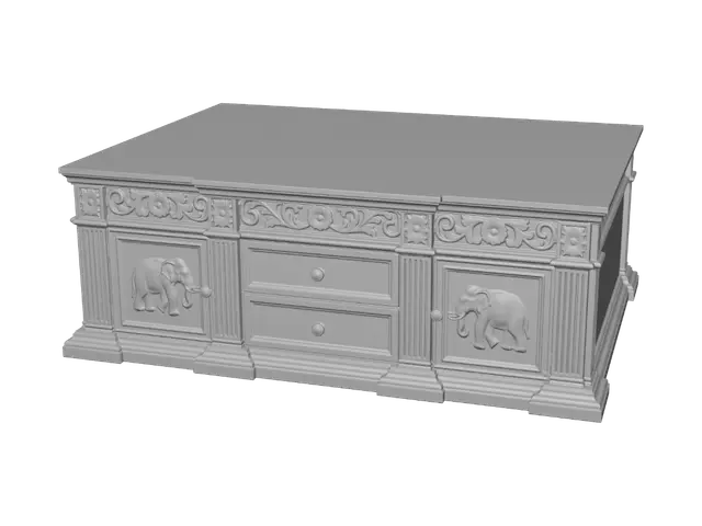 3D model for Ornate Elephant Carved Marble Console Design