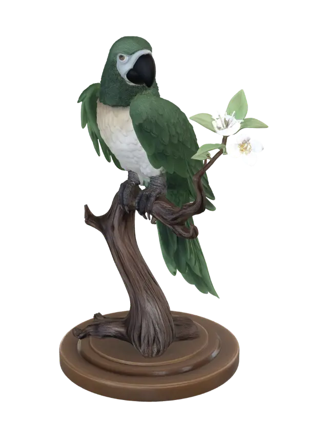 3D model for Emerald Parrot on Blossoms
