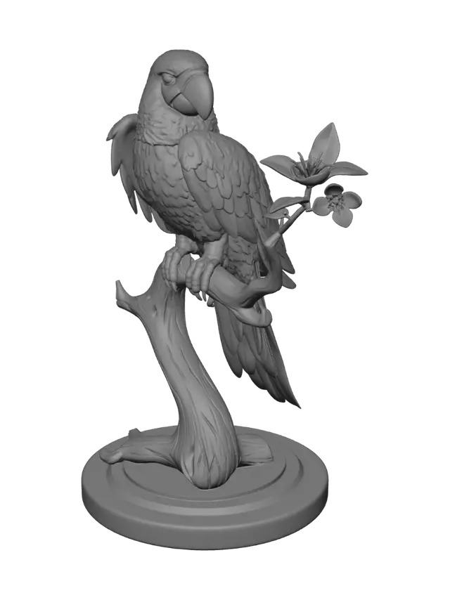 3D model for Emerald Parrot on Blossoms