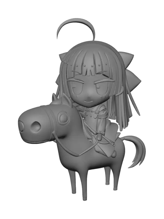 3D model for Chibi Rider on a Brown Horse
