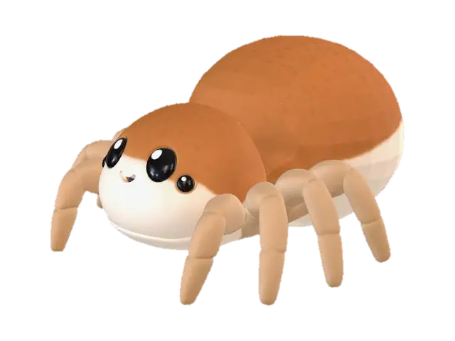 a cute cartoonish spider; white background; 3d model; isometric view - Spiderweb 3D model, vytvořený pomocí AI