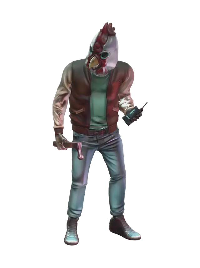 Realistic Jacket Hotline Miami - Mortal 3D model, vytvořený pomocí AI