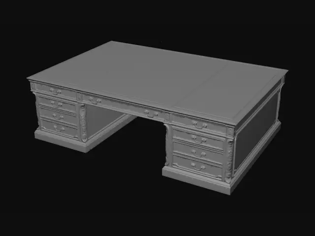 3D model for Antique Mahogany Two-Pedestal Desk with Leather Top