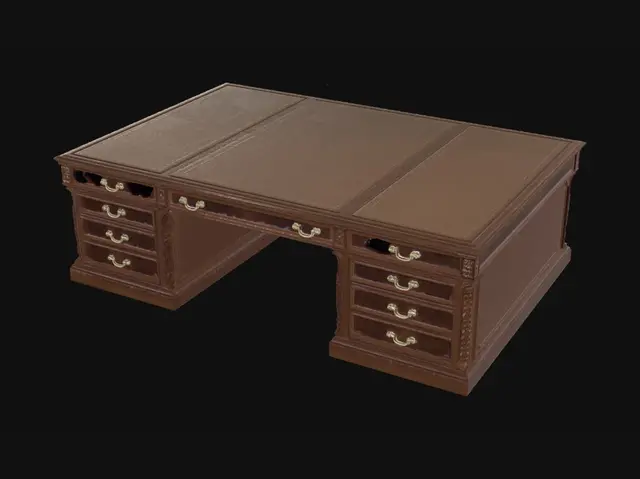3D model for Antique Mahogany Two-Pedestal Desk with Leather Top